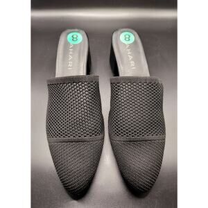 TAHARI "Santorini' Black Vegan Textile Slip-On Heels - Size 8